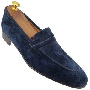 NEW Vintage Pierre Cardin Paris Navy Blue Suede Loafer Mens 10 Italy Dress Shoes